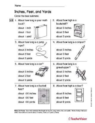 Inches To Feet Worksheets
